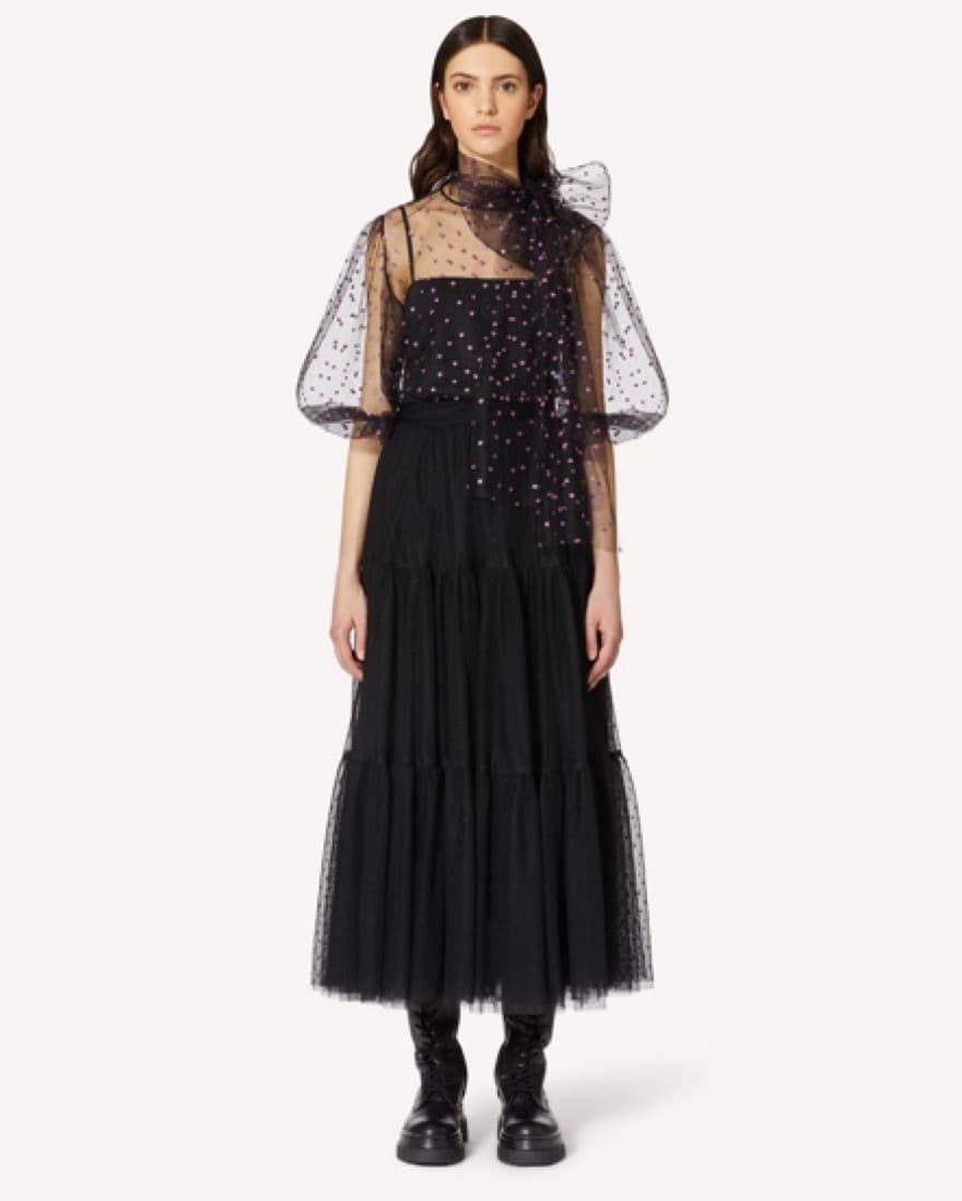 Red Valentino Gliter Polka Dot Tulle Top - Image 5