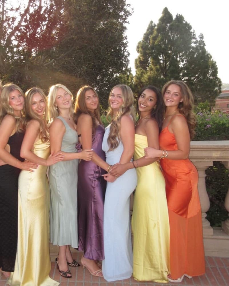 Orange Silk Maxi Dress With Mesh Train - Image 3
