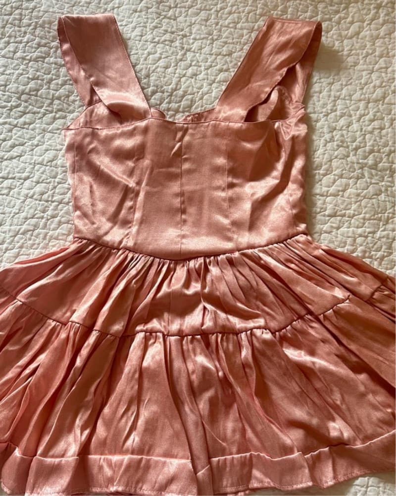 Vanessa Mooney Baby Pink Satin Romper - Image 6