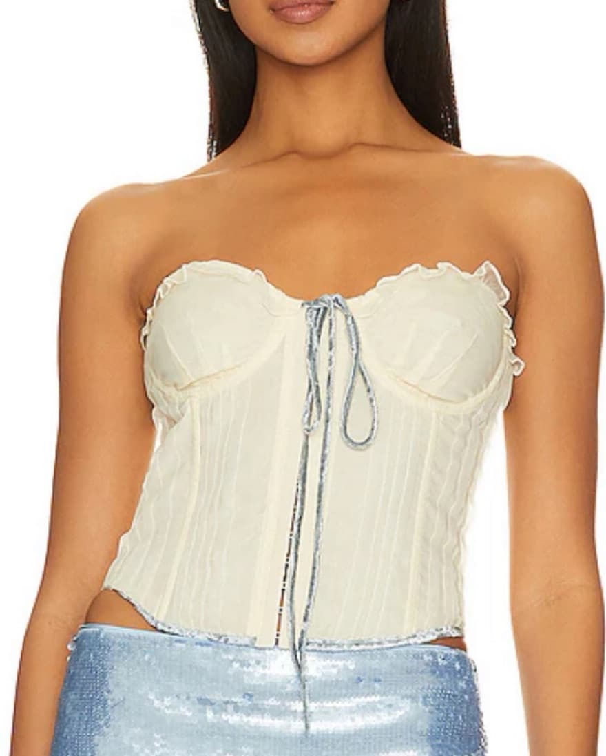 Danielle Guizio Pintuck Cream Corset  - Image 1