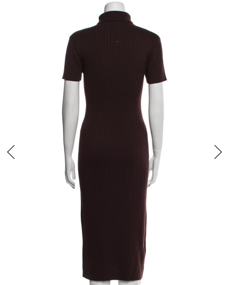 Staud Brown Knit Midi Dress - Image 3