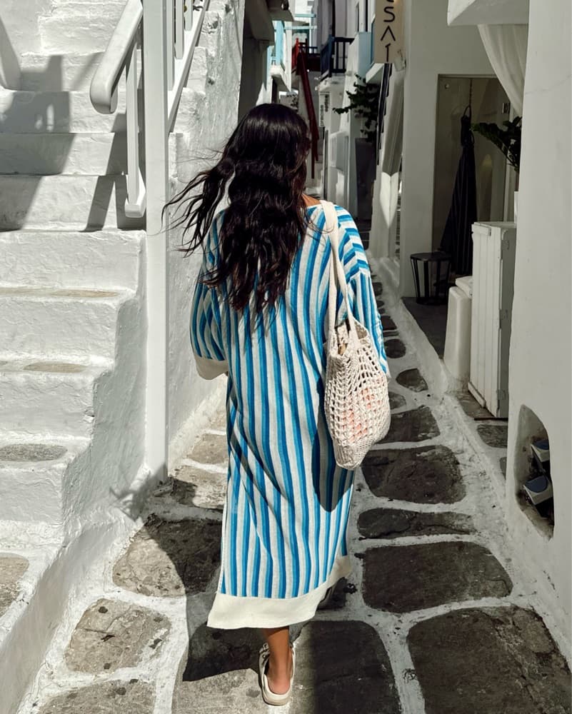 Zara Blue Striped Oversized Cover Up  - Image 1
