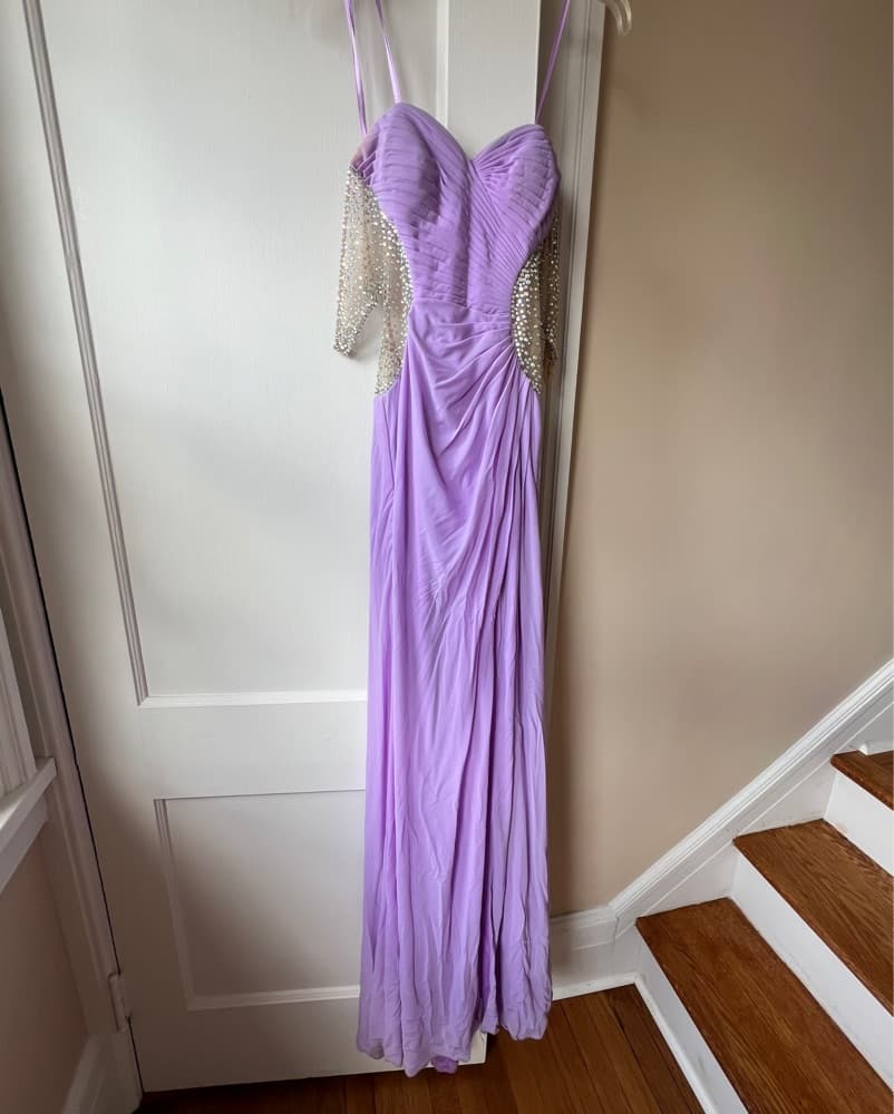 La femme Purple Strappless Beaded Dress  - Image 1