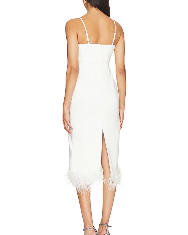 White Feather Trim Dress - Likely - Image 2