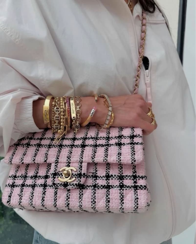 Chanel Pink Tweed Crossbody - Image 1
