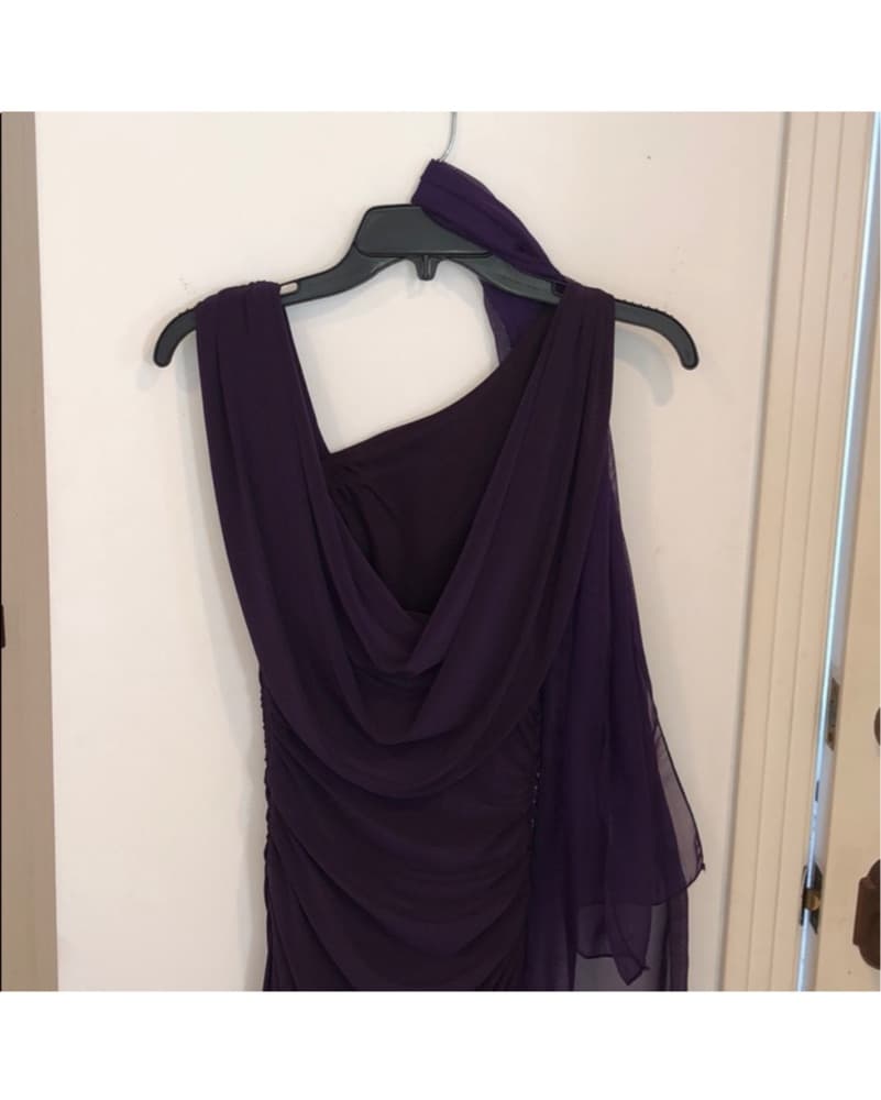 Stunning Purple Ruched Maxi Dress - Image 3