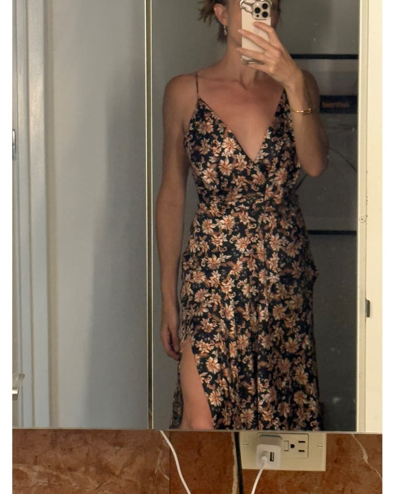 Western Dress | Satin Floral Midi Dress | Welcome Party Dress - Image 6