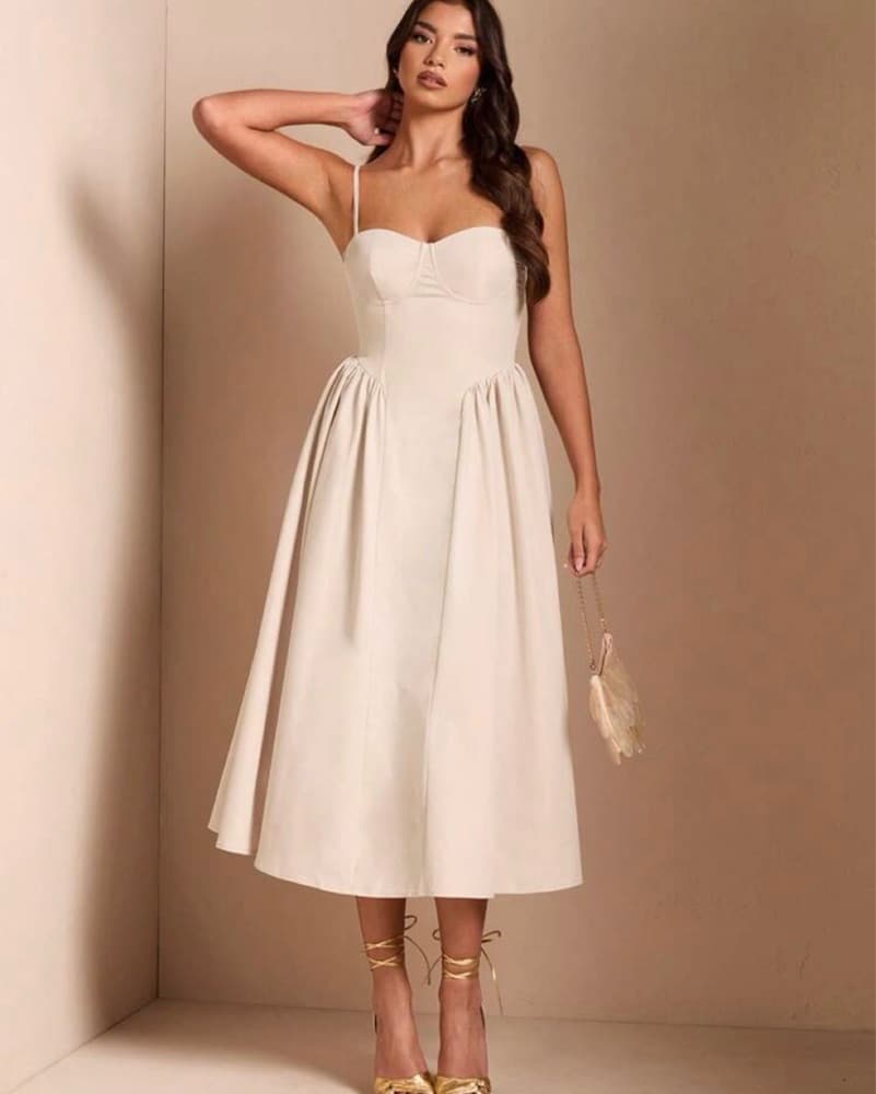 Cream/Nude Midi SunDress - Image 3