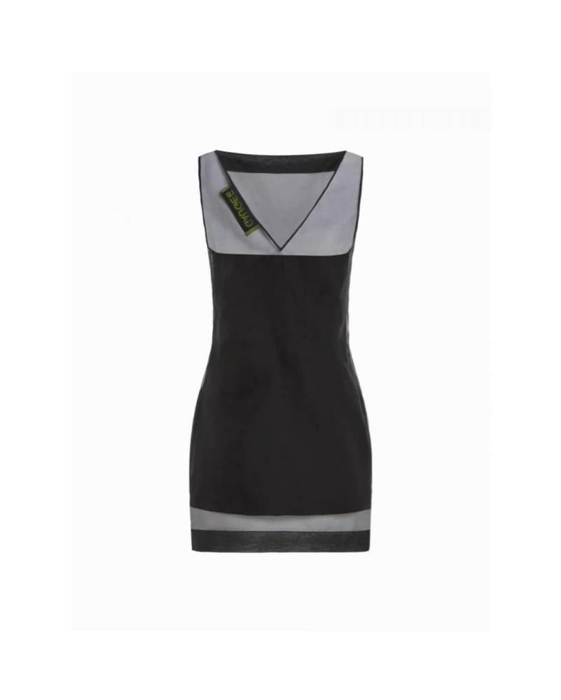 Black mesh layered shift dress - Image 4