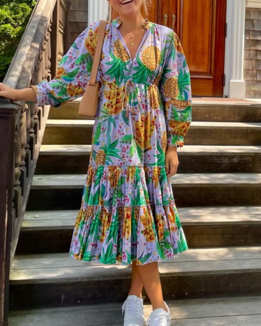 Farm Rio Lilac Mixed Fruit Midi Dress - Image 1