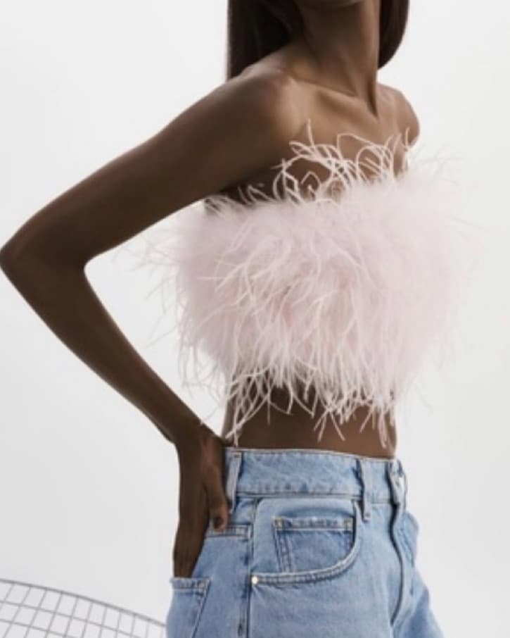 Lamarque Pink Feather Strapless Top  - Image 2