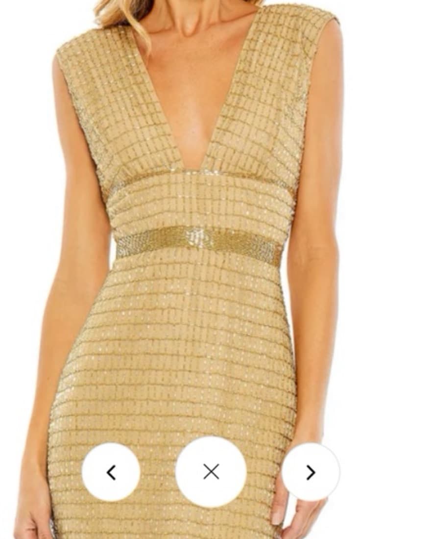 Mac Duggal Beaded Cap Sleeve V Neck  - Image 1