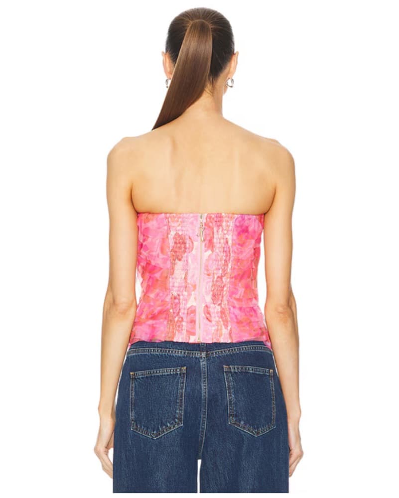 Aje Strapless Bustier Pink Floral Top  - Image 2