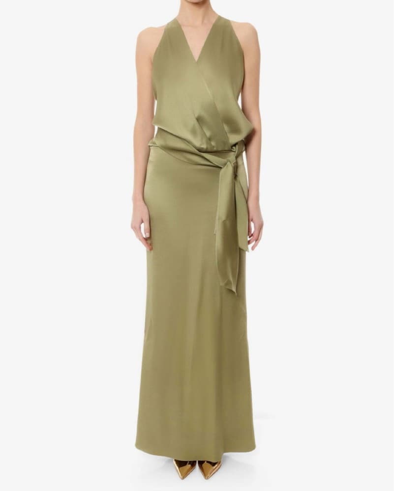 Bluemarine Green Satin Gown | Size 4 - Image 2