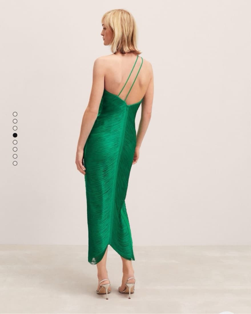 Green One Shoulder Fringe Dress - Image 2