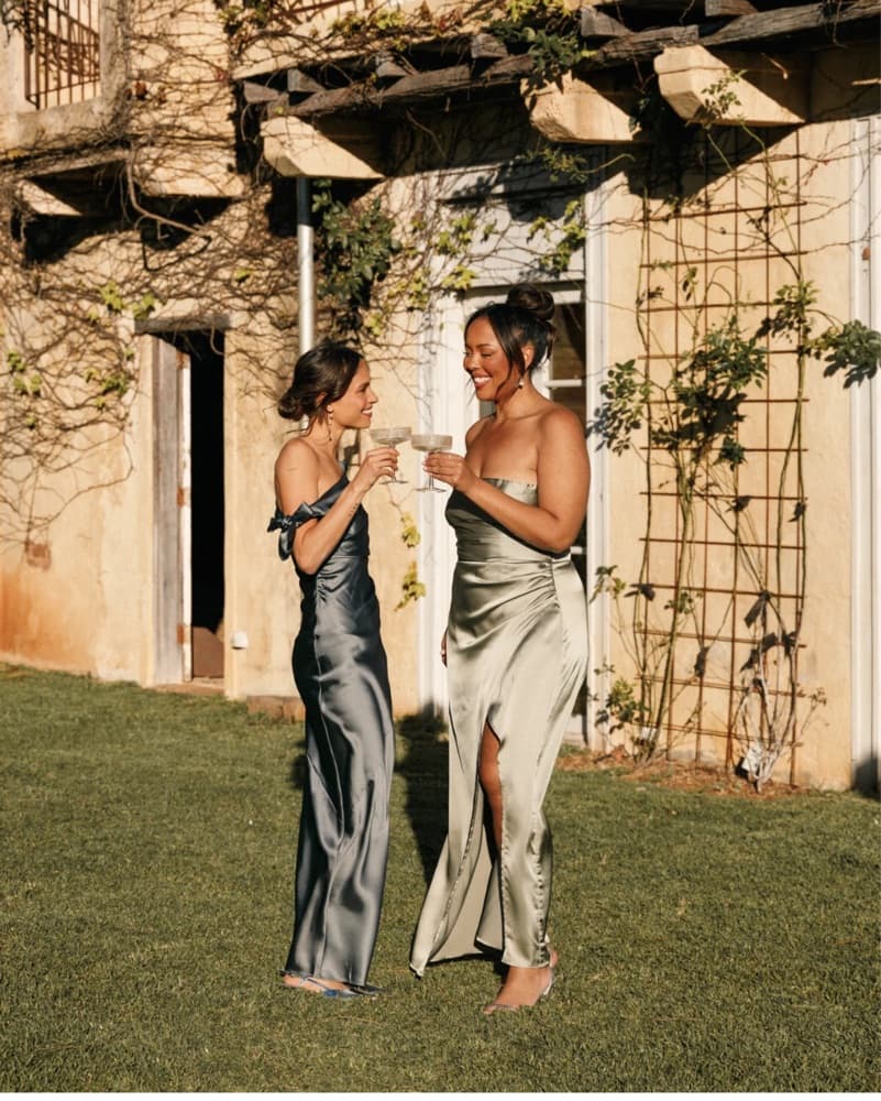 Sage Green Satin Strapless Maxi Dress - Image 3
