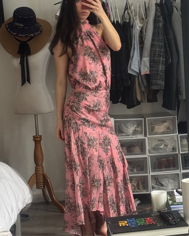 Veronica Beard Draped Silk Halter Dress - Image 4