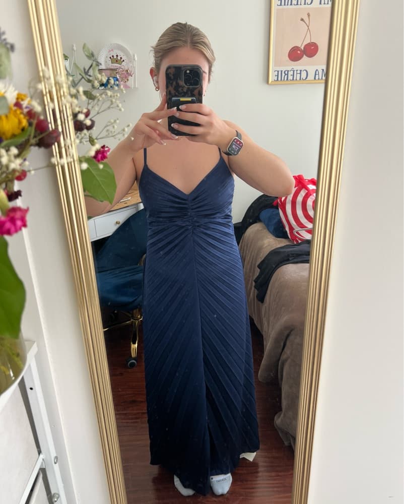 Blue Pleated Maxi Dress - Image 2