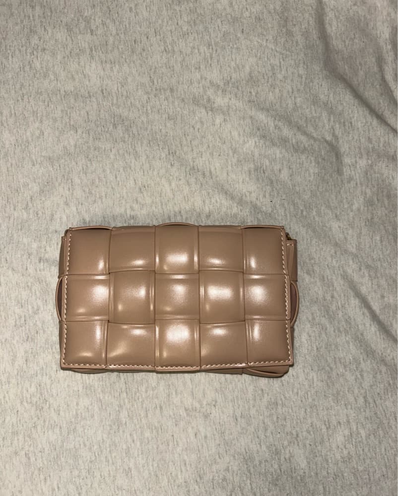 Quilted Tan Clutch with Chain Strap - Image 1