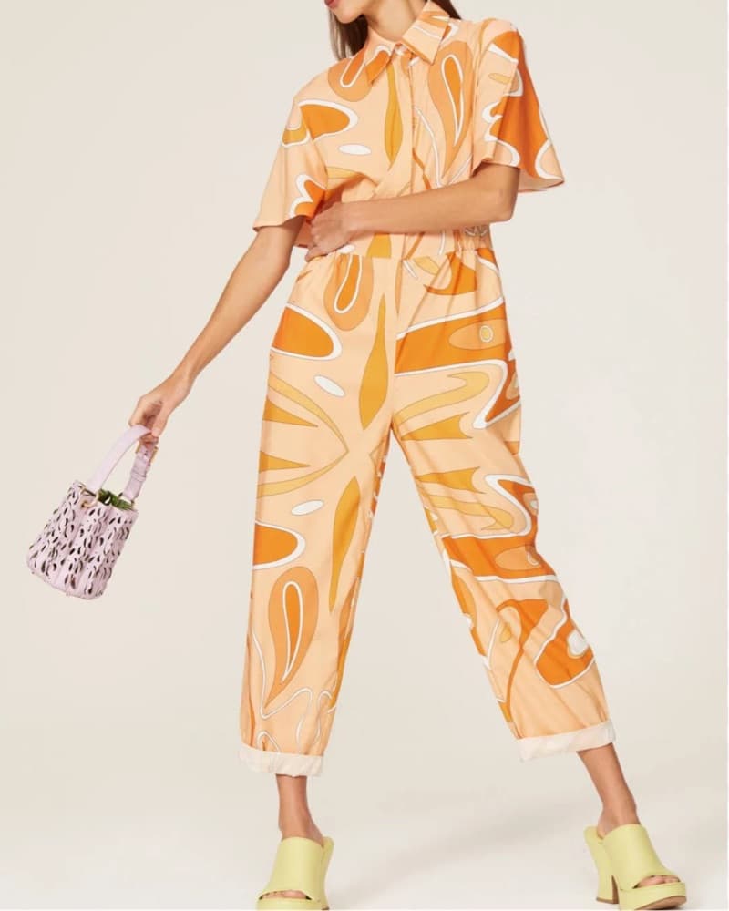 Sara Battaglia Abstract Collar Jumpsuit - Image 1