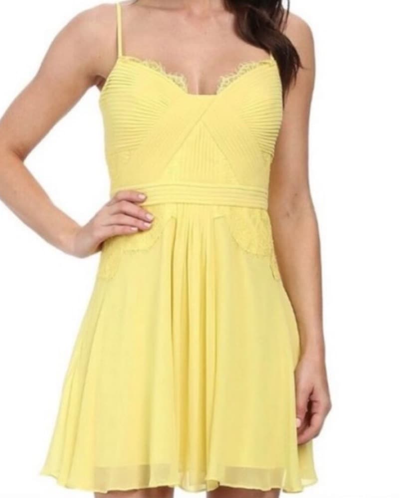 BCBG MAX Yellow Dress With Lace - Image 2