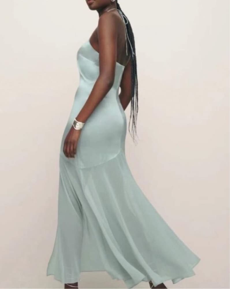 Reformation Tosca Blue Silk Dress - Image 2