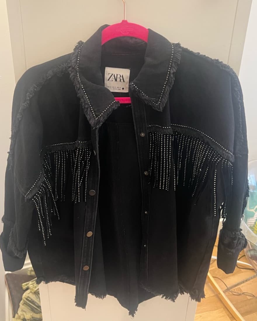 zara fringe sequin jean jacket  - Image 2