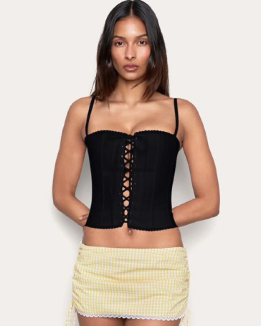Danielle Guizio Cotton Scallop Corset - Image 2