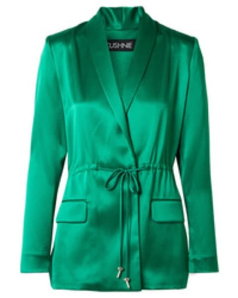 Cushnie Open Back Green Silk Blazer XS - Image 1