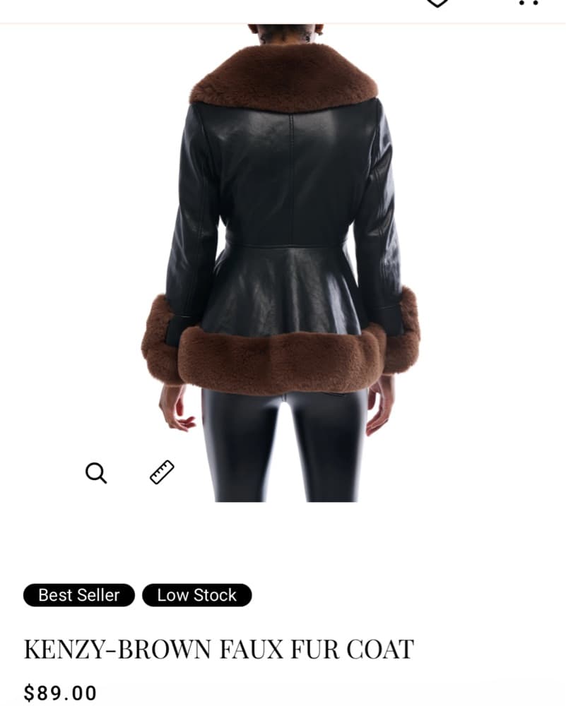 Kenzy-Brown Faux Fur Coat - Image 3