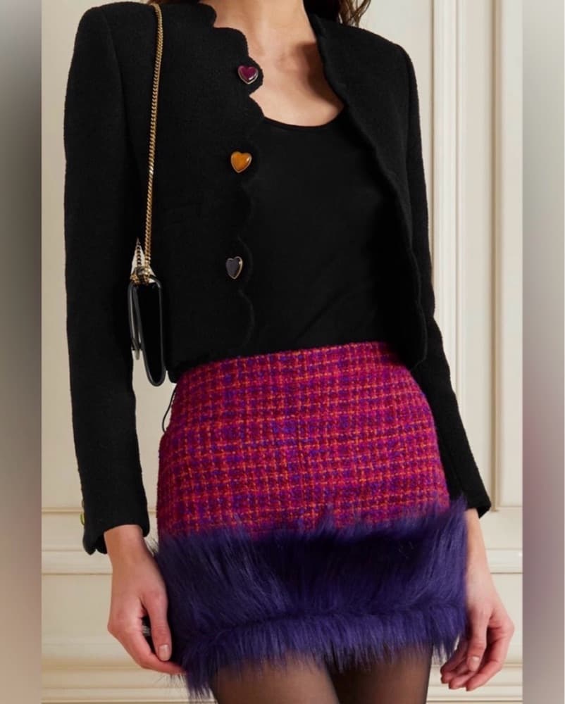 Ysl Tweed Fur Trim Skirt - Image 3
