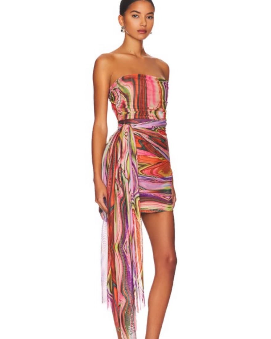 Vibrant Strapless Marbled Dress - Image 1