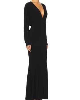 Norma Kamali V Neck Fishtail Gown - Image 3