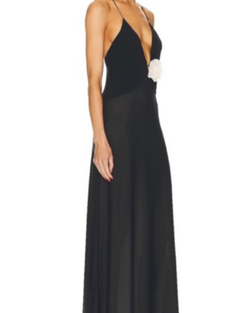 Helsa Sheer Deep V Long Slip Dress  - Image 6