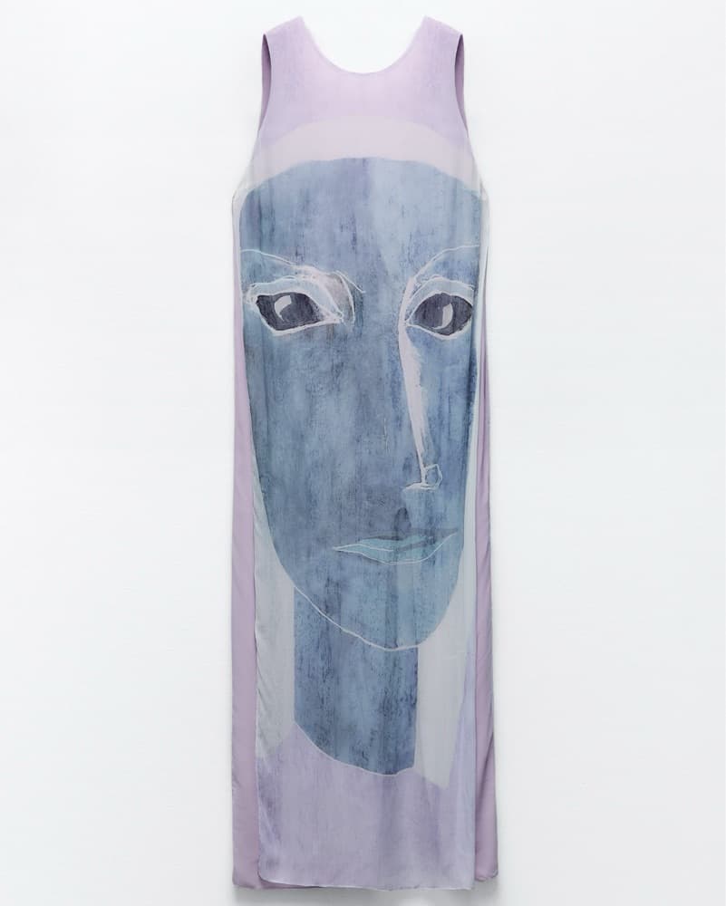 Zara Lilac Blue Face Dress With Scarf  - Image 2