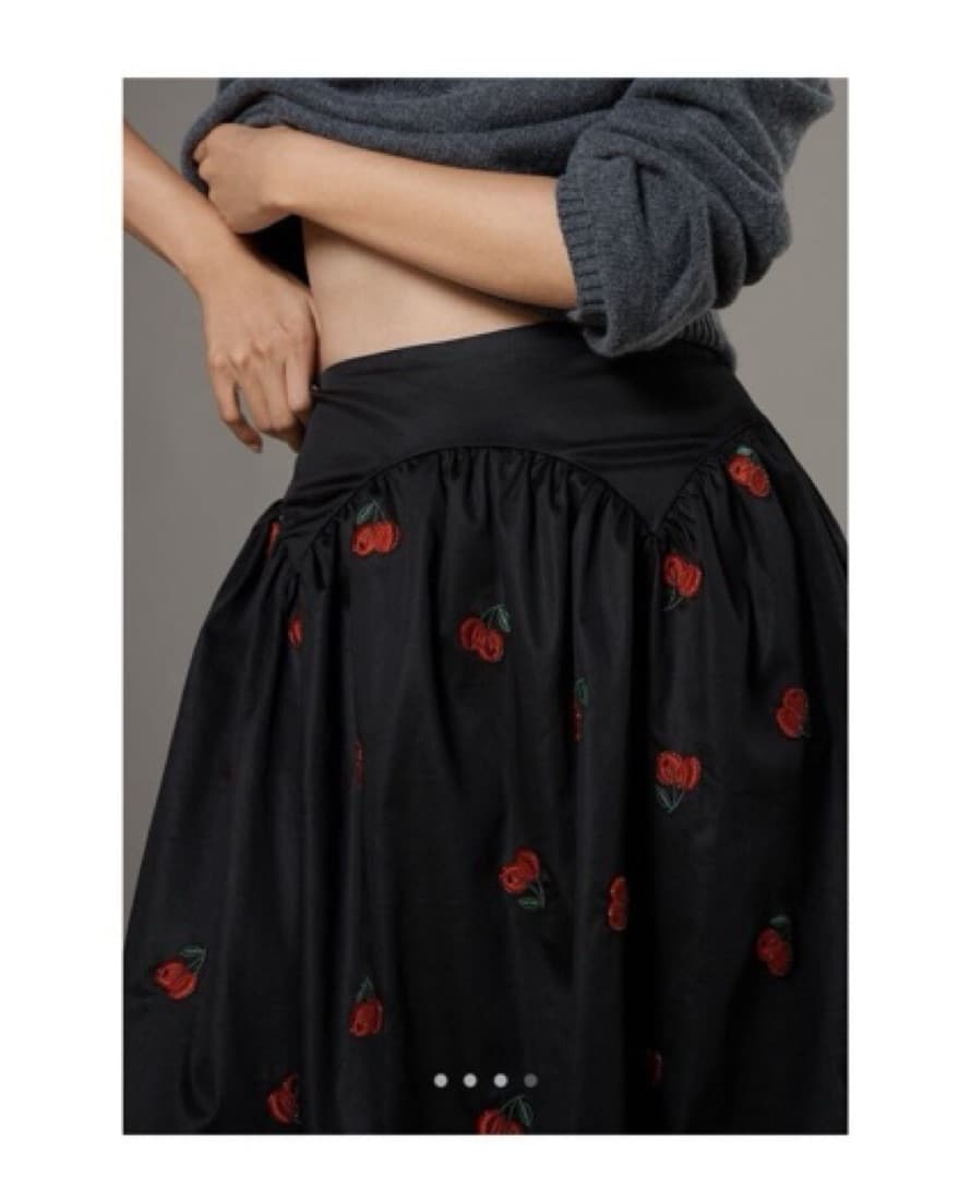 Cherry Embroidered Print Midi Skirt - Image 1
