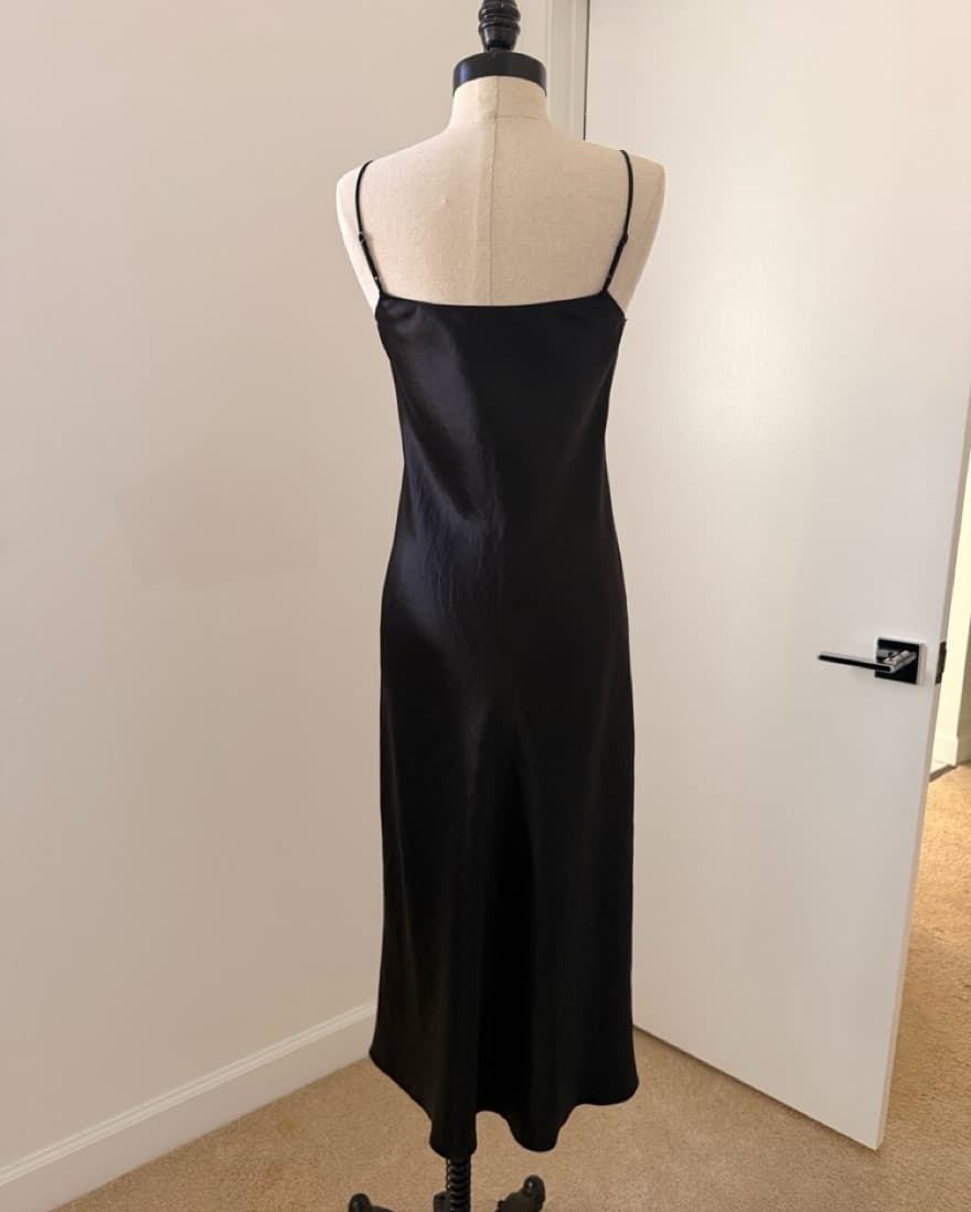 Vince Sleek Black Satin Midi Dress - Image 4