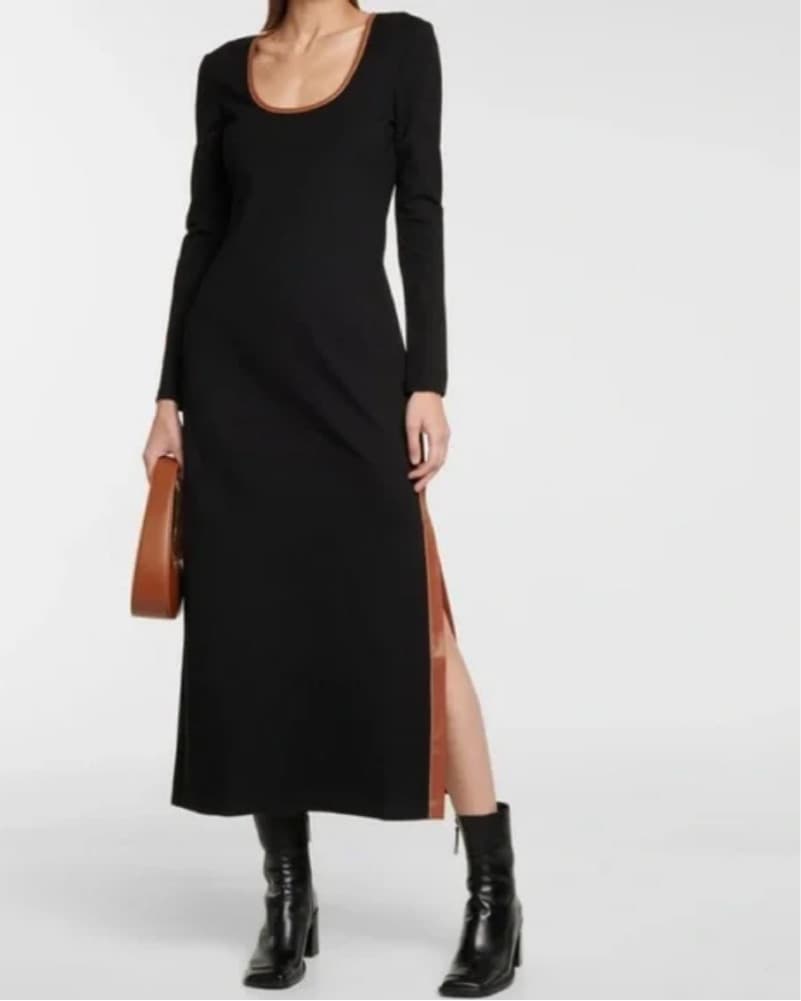 Staud Black Brown Joint Midi Dress - Image 1