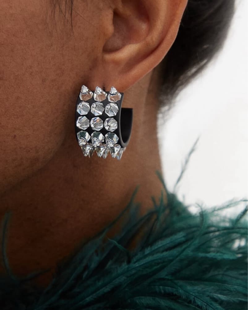 Amina Muaddi Karma Crystal Spike Hoops - Image 2