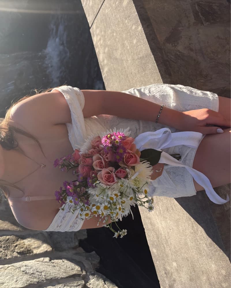 White Lace Off The Shoulder Dress - Image 5