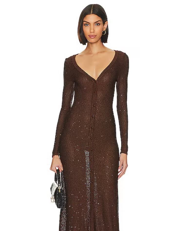 Misa Brown Sparkly Dress - Image 1