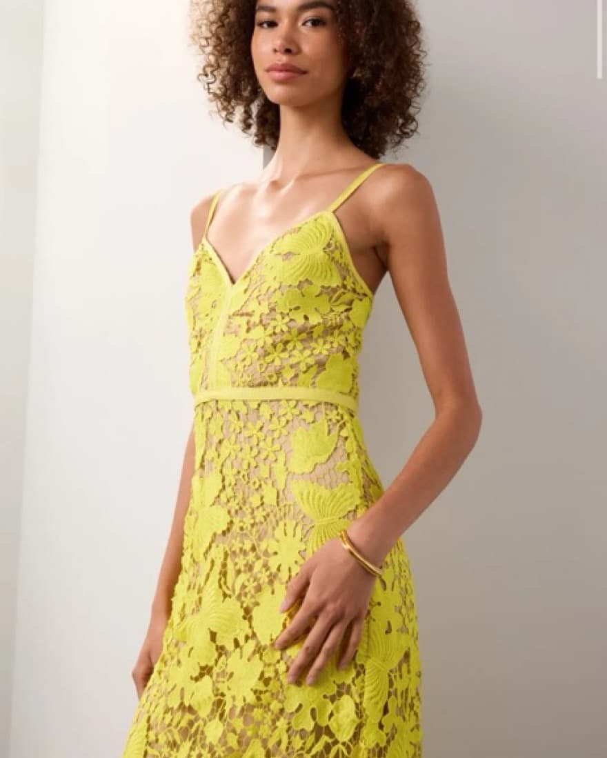 Catherine Dean Yellow Floral Midi Dress - Image 4