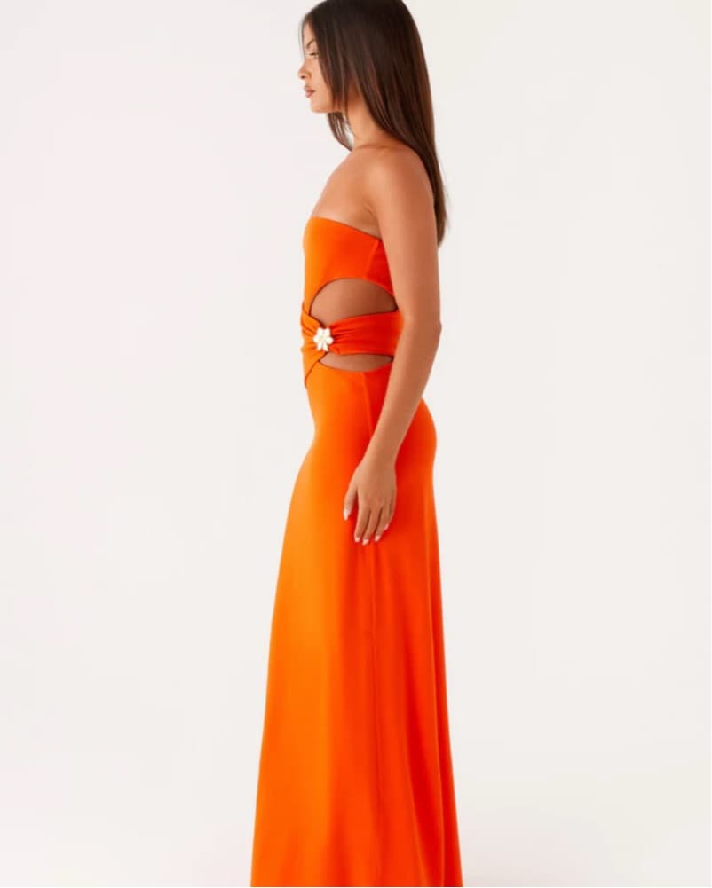 Strapless Orange Maxi Dress - Image 3