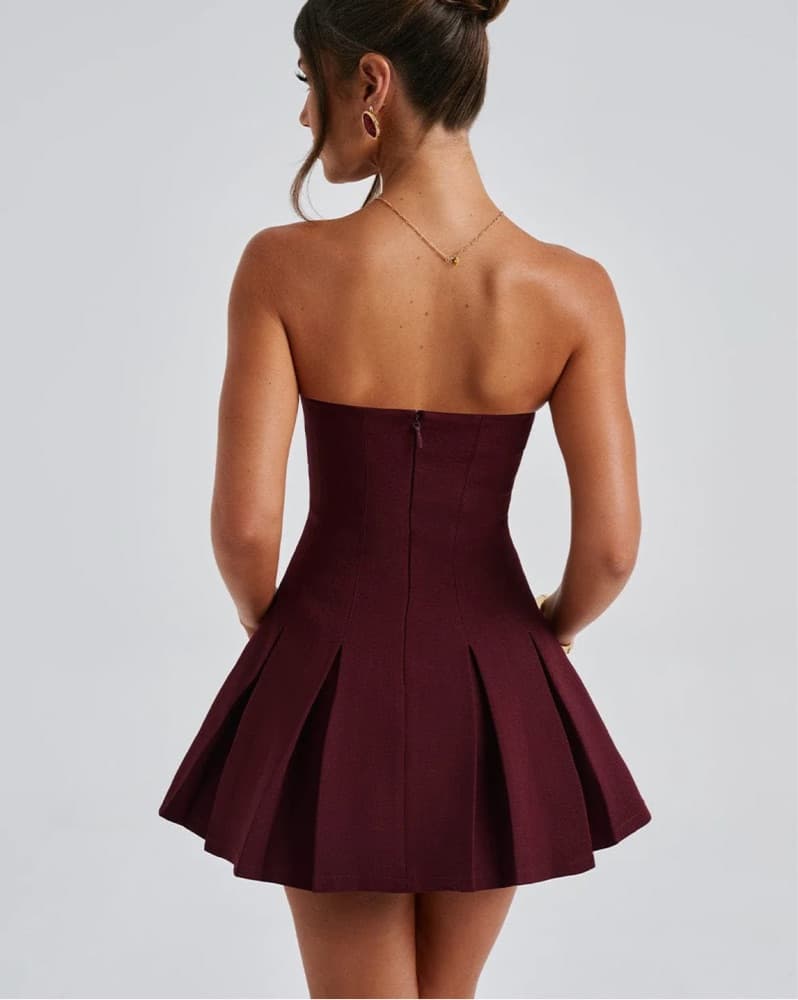 BRYONY MINI DRESS - CHERRY LACQUER - Image 3