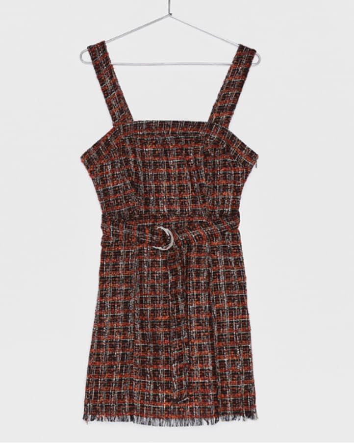 Bershka Tweed Belted Dress - Image 2