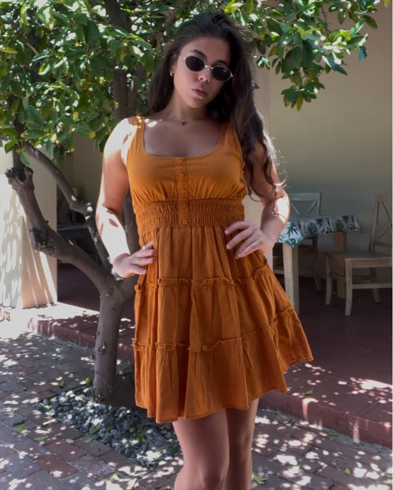 Flowy Pumpkin Orange Dress - Image 4