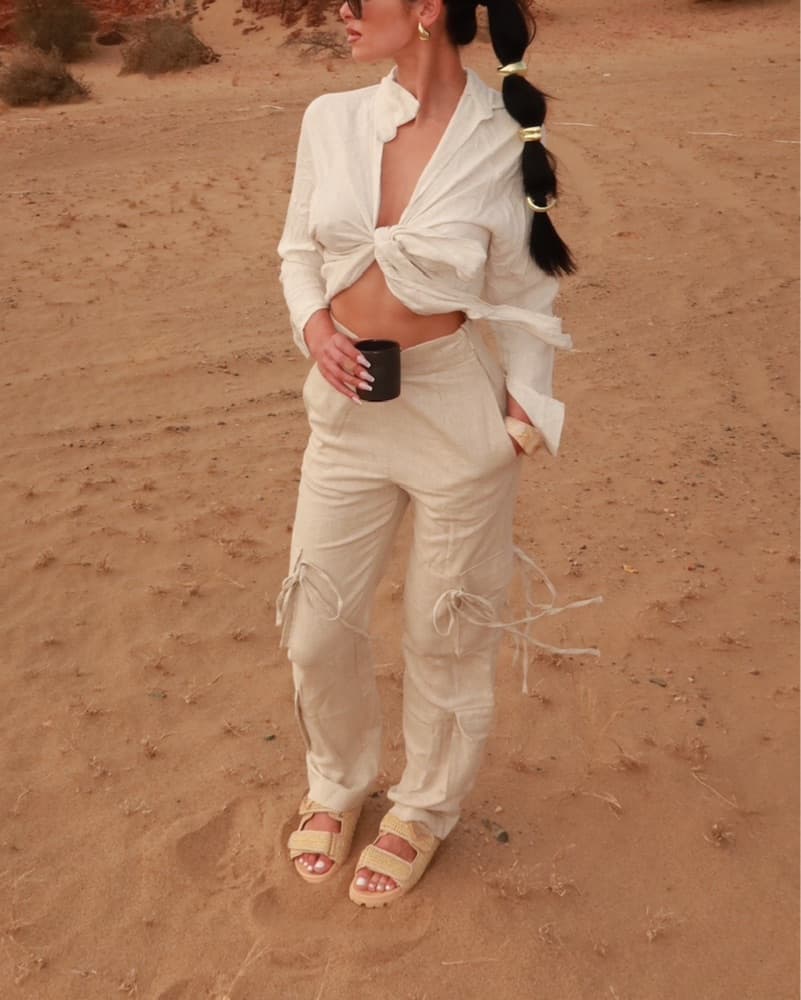 Chic Desert Linen Top And Pants  - Image 2