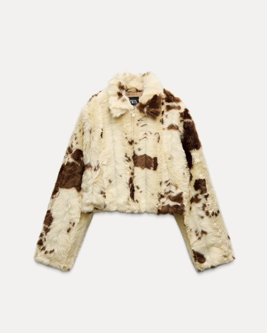 Faux Fur Animal Print Jacket - Zara - Image 2