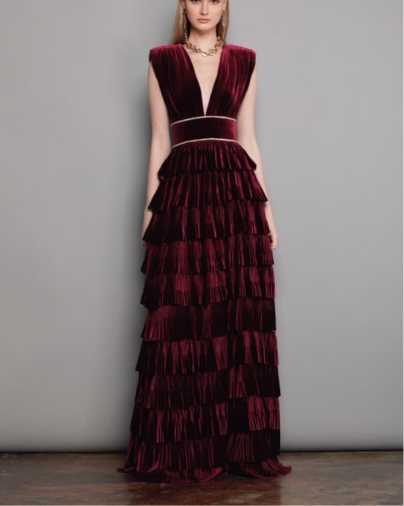 Bronx and Banco Velvet Tiered Gown - Image 1