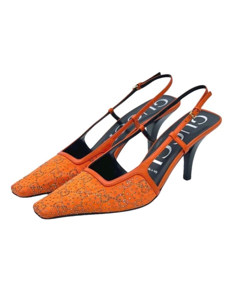 Gucci Crystal Orange Slingback Heels - Image 1